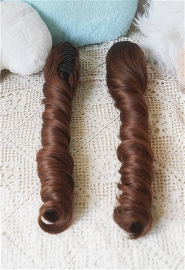 Yuchashui Bobo Short Wigs and Egg Roll Ponytail Claw Clips