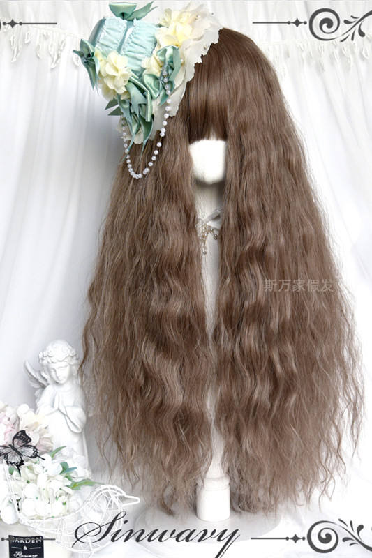 Linen Brown 80cm Long Curl Hair Lolita Wig