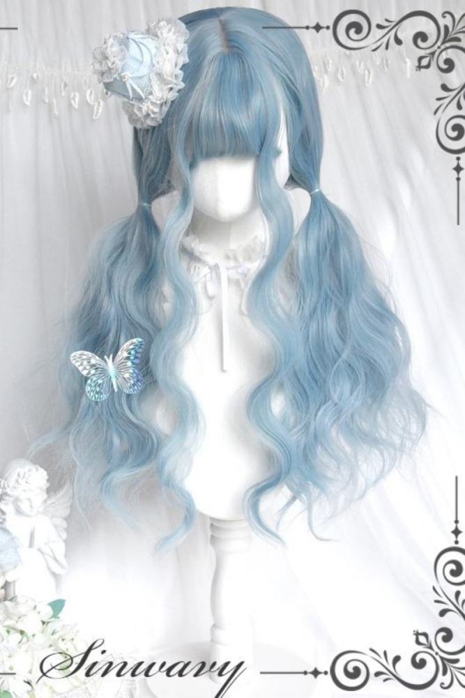 Ice Blue Doll Long Curl Hair Lolita Wig