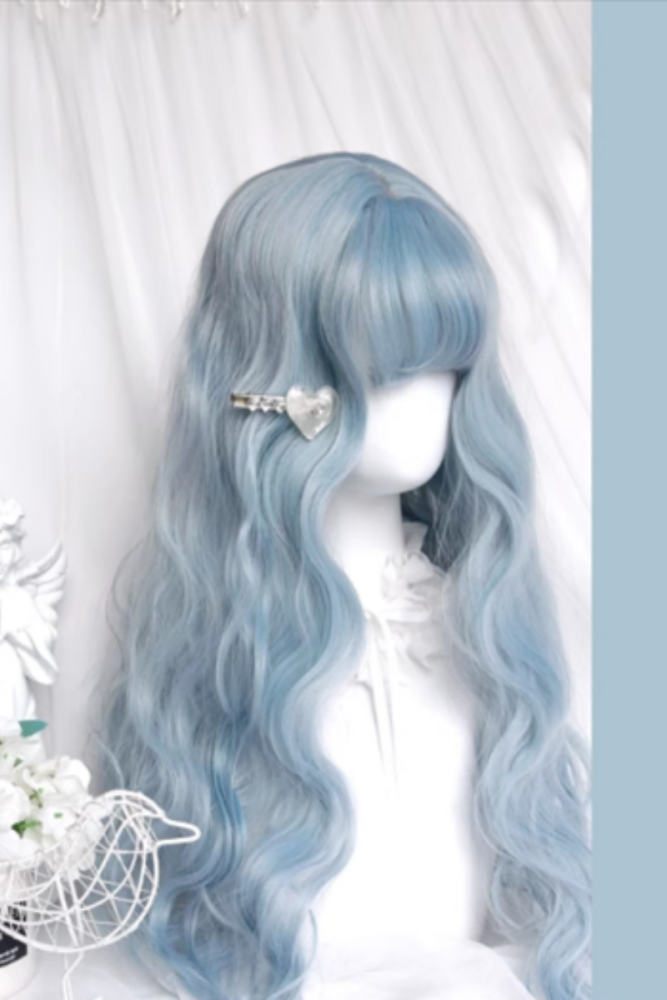 Ice Blue Doll Long Curl Hair Lolita Wig