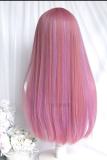 Sweet Pink Highlighted Purple Long Straight Hair Lolita Wig