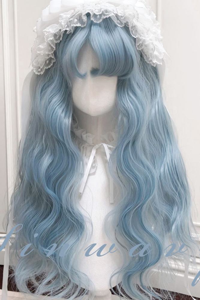 Ice Blue Doll Long Curl Hair Lolita Wig