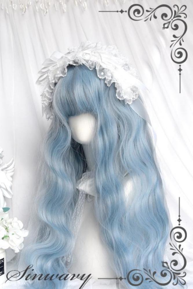 Ice Blue Doll Long Curl Hair Lolita Wig