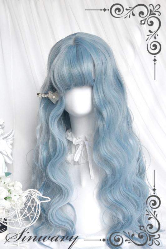 Ice Blue Doll Long Curl Hair Lolita Wig