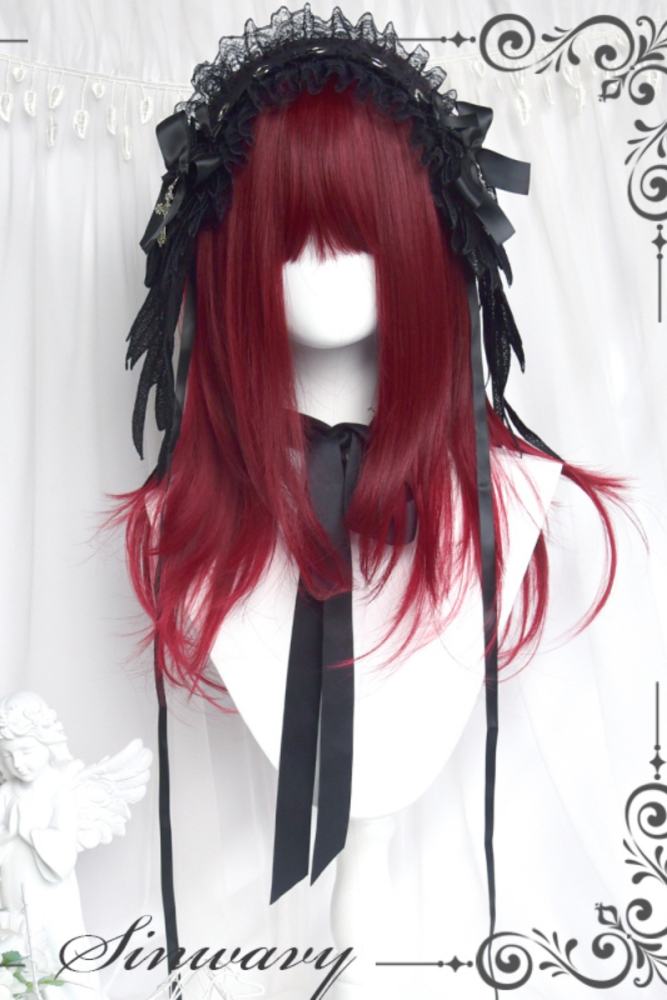 Sweet Cool Dark Red Tiered Mid Hair Lolita Wig