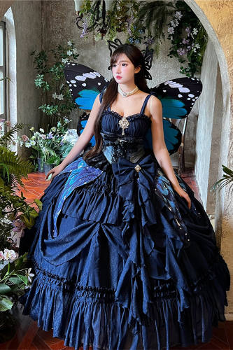Diamond Honey Moonlight Lover Blue Fluffy Princess Prom Dress