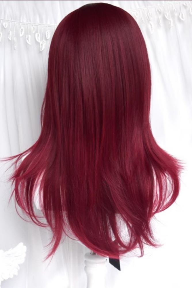 Sweet Cool Dark Red Tiered Mid Hair Lolita Wig