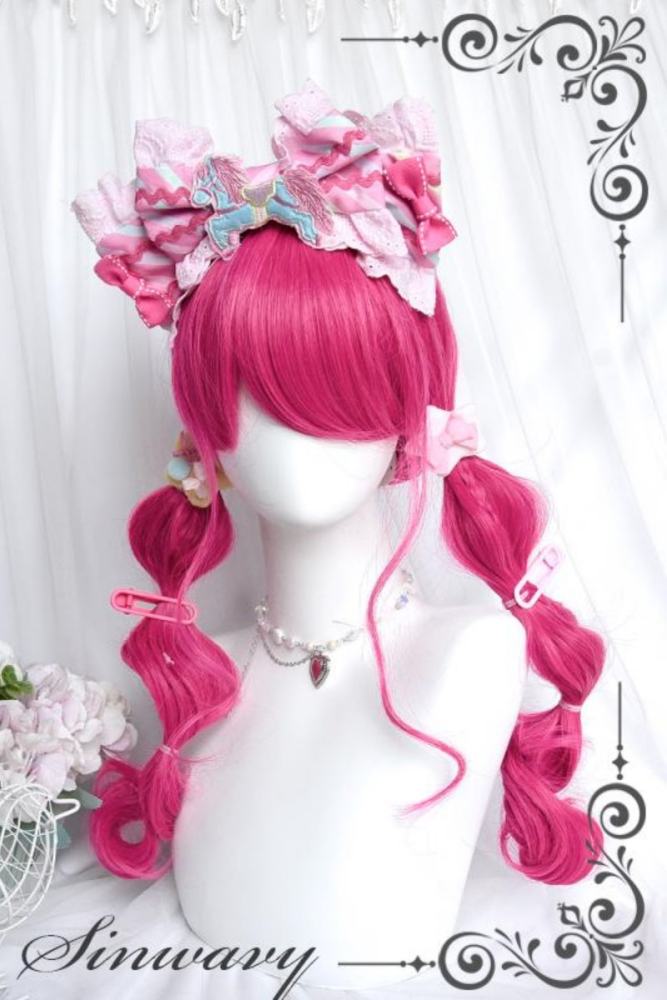 Sweet Cartoon Pitaya Red Long Curl Wig