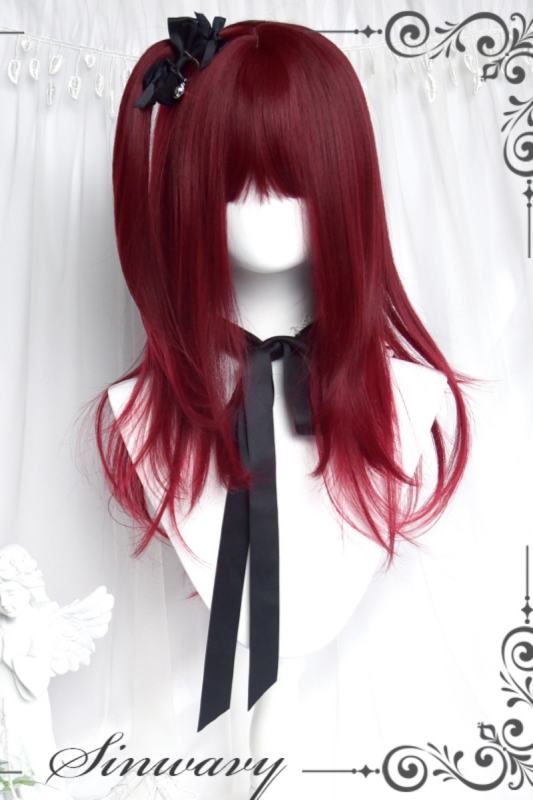 Sweet Cool Dark Red Tiered Mid Hair Lolita Wig