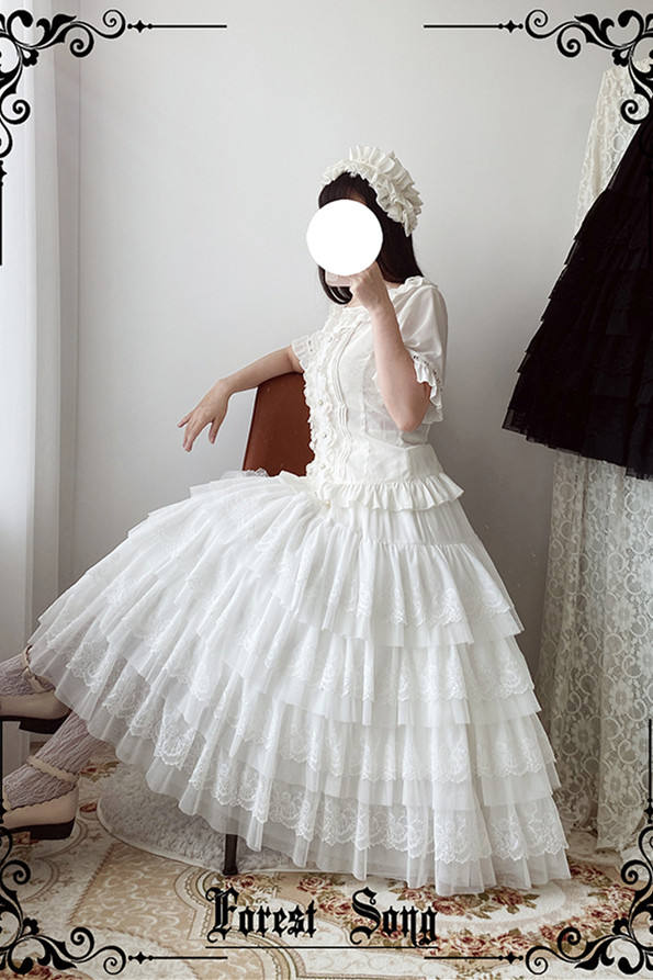 Forest Song White Beige Black Underskirt