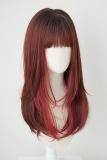 Brightlele Daily Tiered Red and Brown Long Straight Lolita Wig
