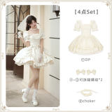 Withpuji Letter and Poetry White Set Hime Lolita Dress