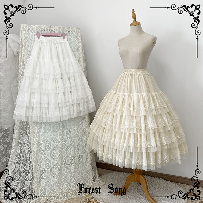 Forest Song White Beige Black Underskirt