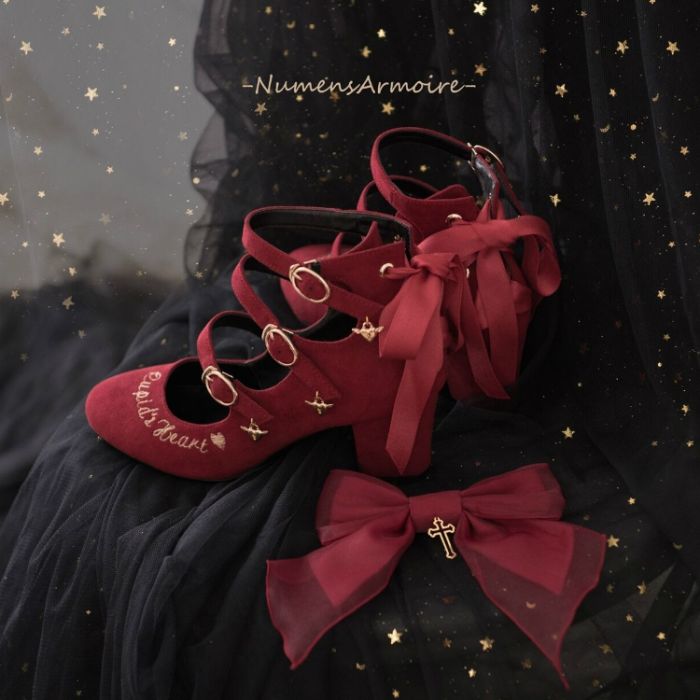 ElfArmorie Cupid's Heart - Sweet Velvet Lolita Heel Shoes