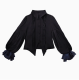 Music in Darkness Ouji Lolita Blouse, Short Pants, Long Vest and Necktie