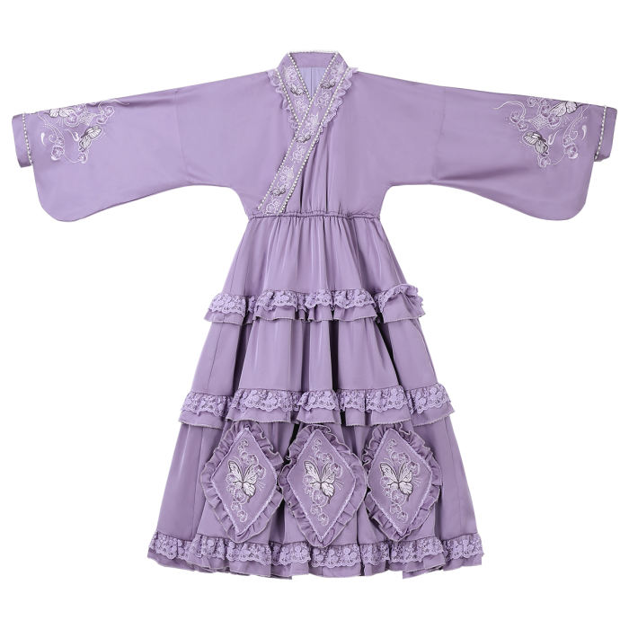 Garden of Butterfly Dream Hanfu Qi Lolita Set Dress Apron