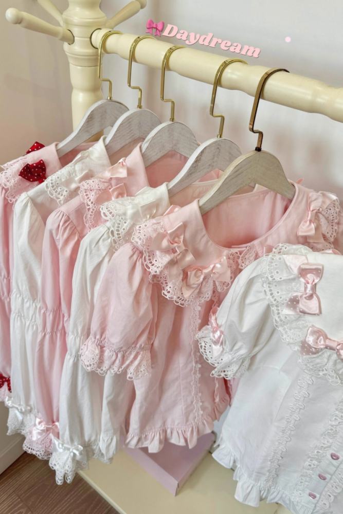 Retro Bow Lace Long and Short Sleeve Blouse