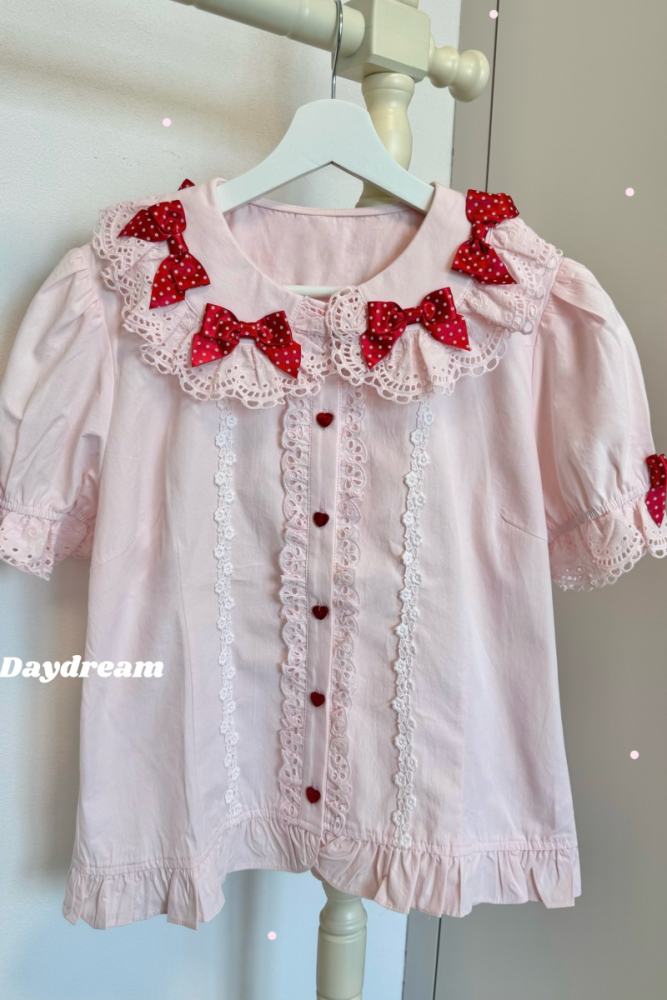 Retro Bow Lace Long and Short Sleeve Blouse