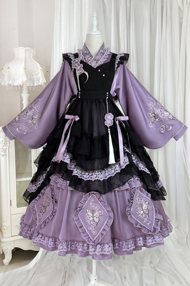 Garden of Butterfly Dream Hanfu Qi Lolita Set Dress Apron
