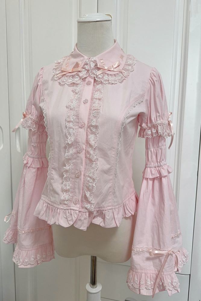 Retro Bow Lace Extended Sleeve