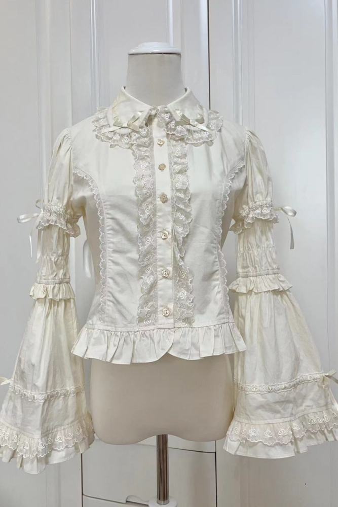 Retro Bow Lace Extended Sleeve