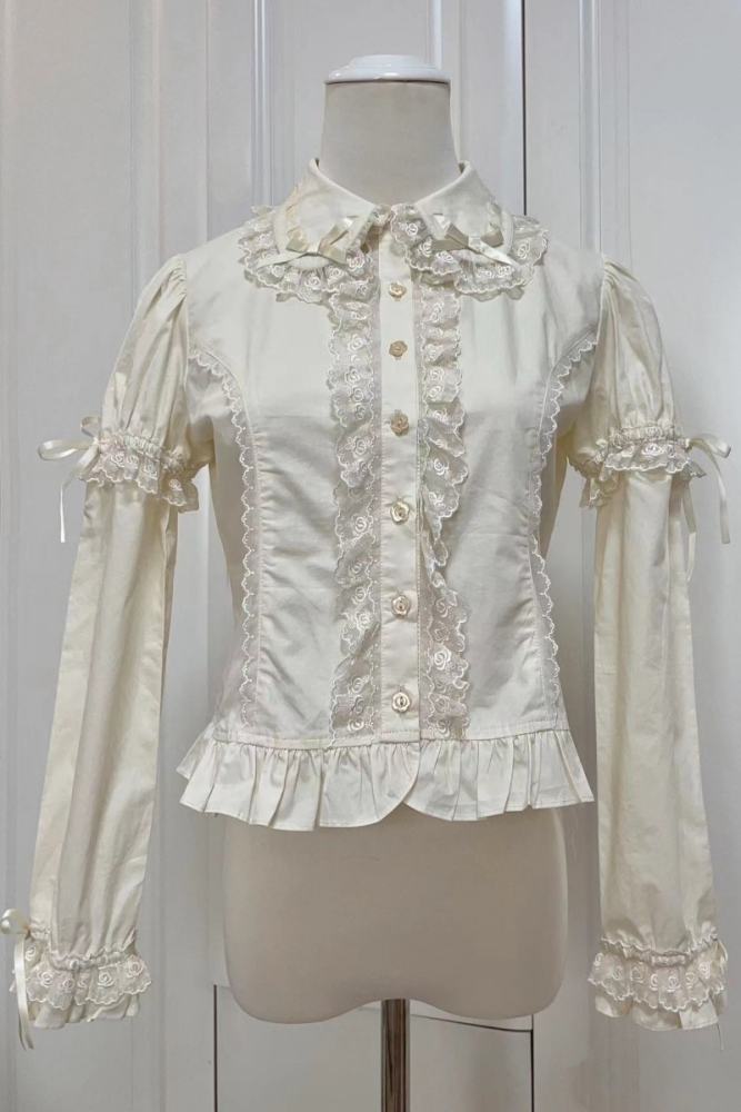 Retro Bow Lace Extended Sleeve