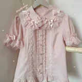 Retro Bow Lace Long and Short Sleeve Blouse