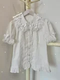 Retro Bow Lace Long and Short Sleeve Blouse