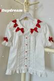 Retro Bow Lace Long and Short Sleeve Blouse