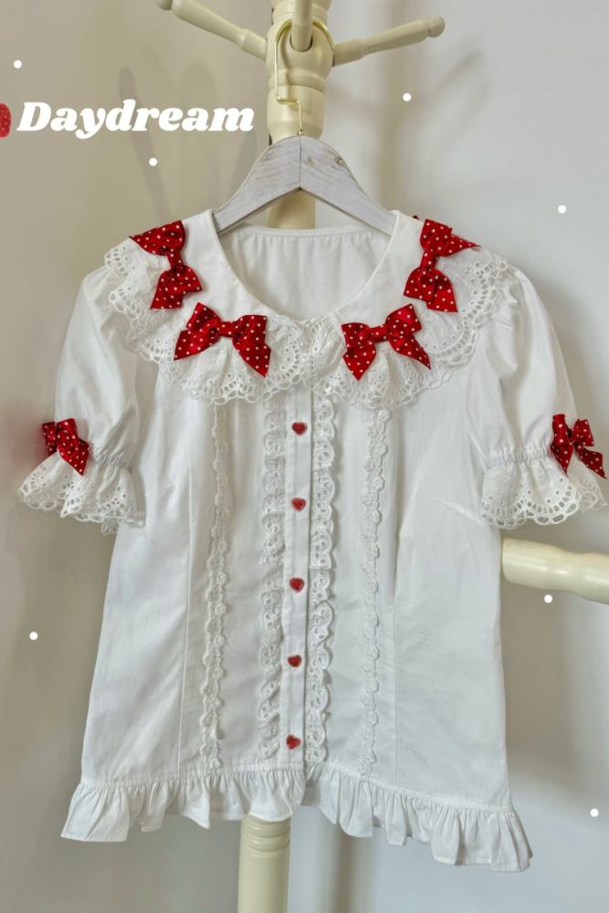 Retro Bow Lace Long and Short Sleeve Blouse