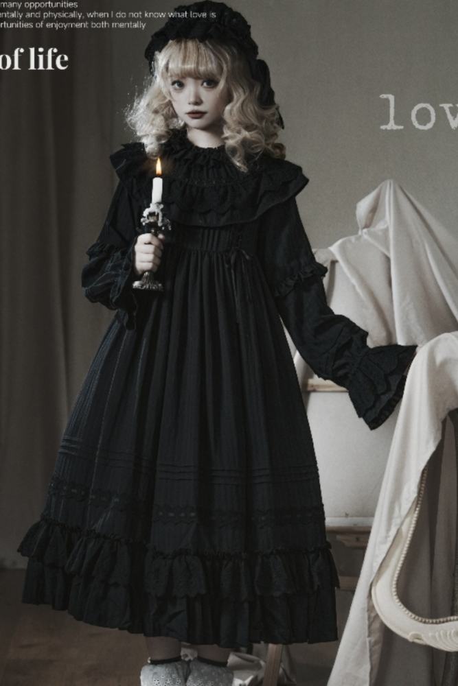 Good Night Kuro Shiro Lolita Gothic One Piece Dress