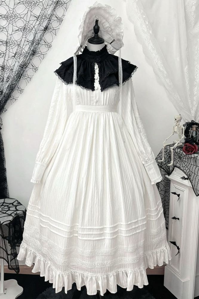 Quiet Place Kuro Shiro Lolita Gothic One Piece Dress