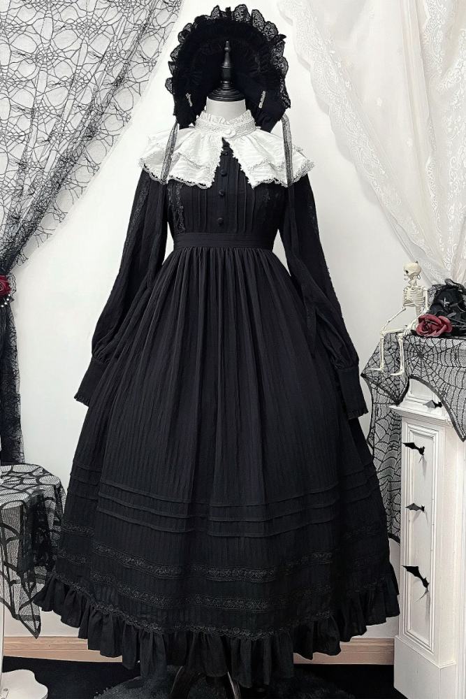 Quiet Place Kuro Shiro Lolita Gothic One Piece Dress