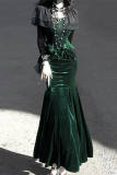 Dark Forest Black Green Lolita Top Fishtail Skirt