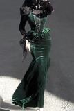 Dark Forest Black Green Lolita Top Fishtail Skirt