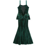Dark Forest Black Green Lolita Top Fishtail Skirt