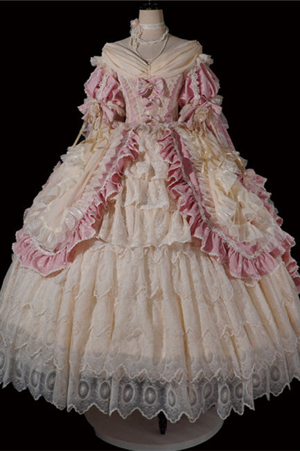 Catherine Heavy Ruffles Pink Hime Lolita Dress and Underskirt