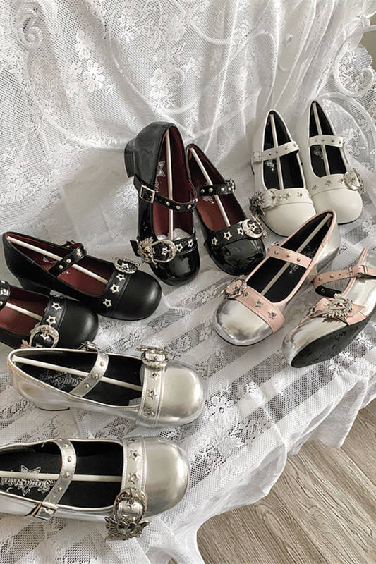 Baby Punk Gothic Black Low Heels Lolita Shoes