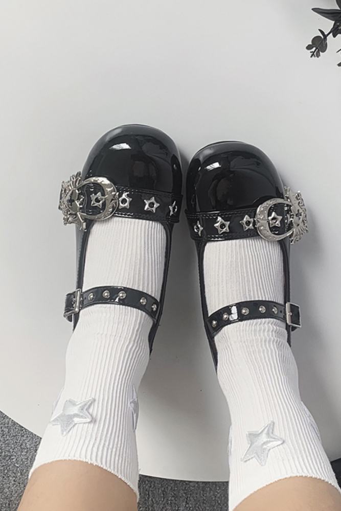 Baby Punk Gothic Black Low Heels Lolita Shoes