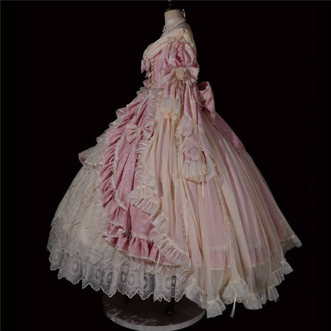Catherine Heavy Ruffles Pink Hime Lolita Dress and Underskirt
