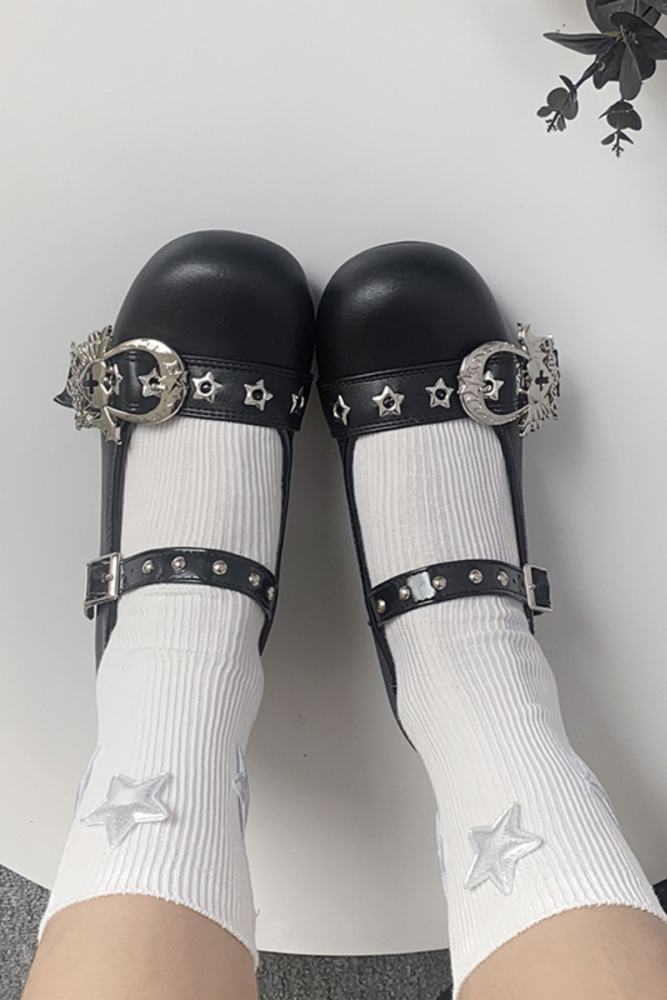 Baby Punk Gothic Black Low Heels Lolita Shoes