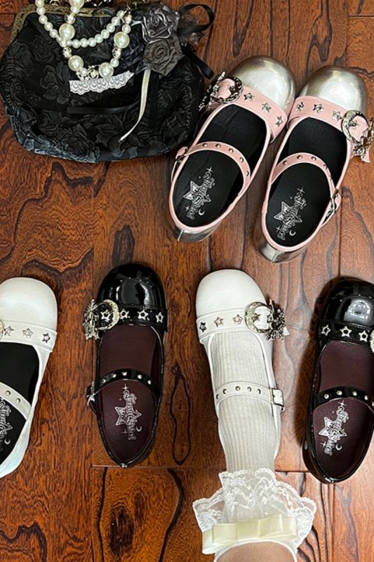 Baby Punk Gothic Black Low Heels Lolita Shoes