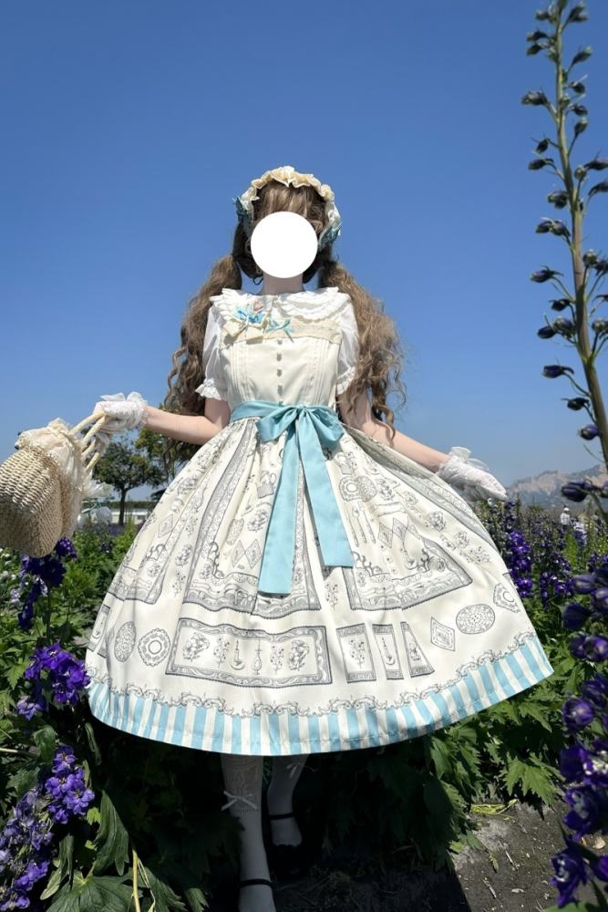 Porcelain Hearts Paint Dreams Blue Lolita JSK SK Accessories