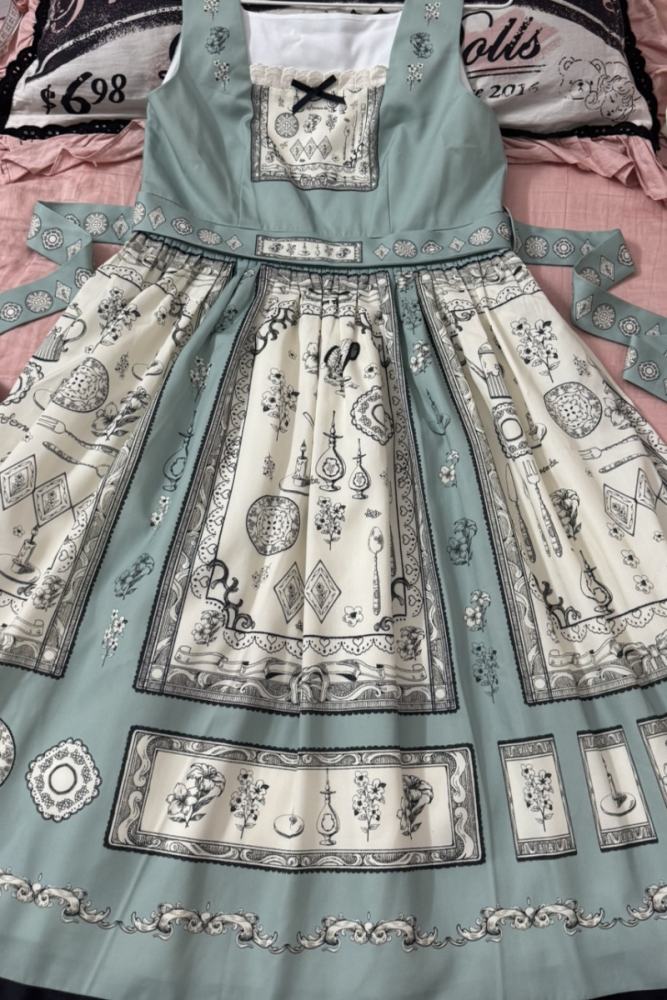 Porcelain Hearts Paint Dreams Blue Lolita JSK SK Accessories