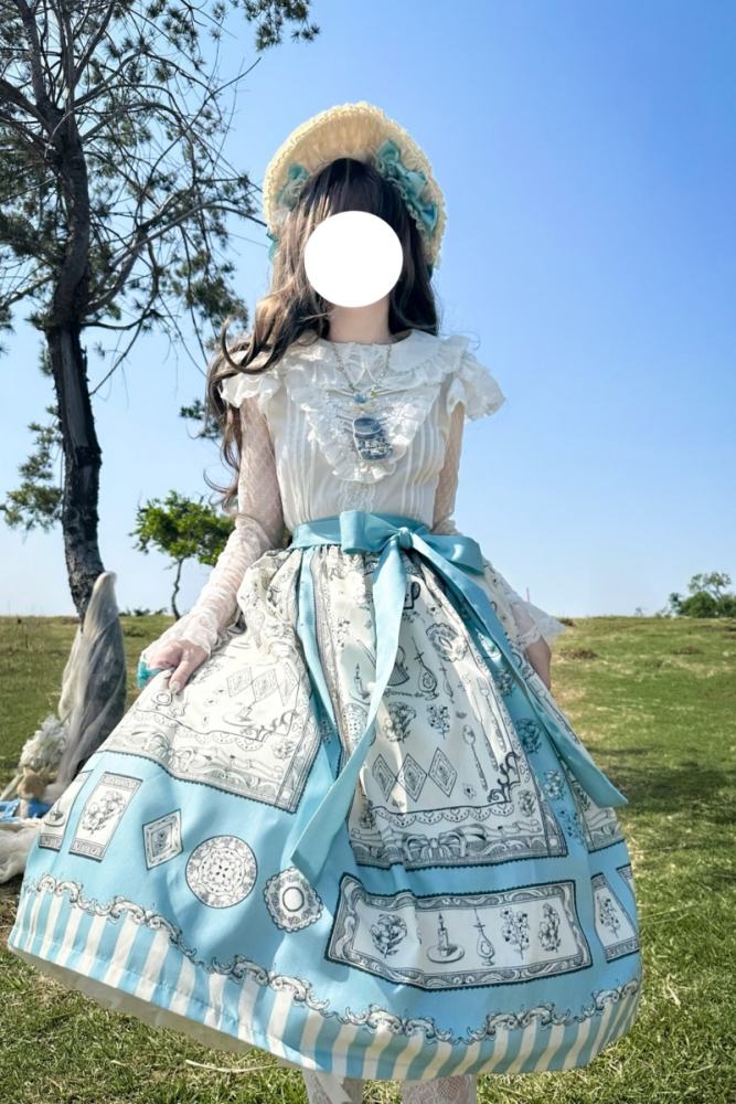 Porcelain Hearts Paint Dreams Blue Lolita JSK SK Accessories