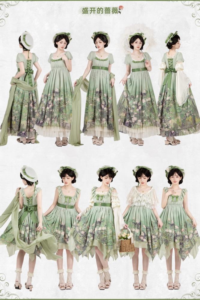 Withpuji Blooming Roses Lolita Dress Green Accessories