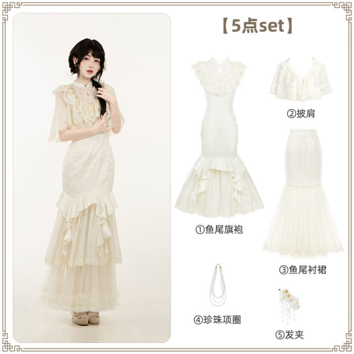 Withpuji Letter and Poetry Qi Lolita Dress Summer Apricot Set Dress