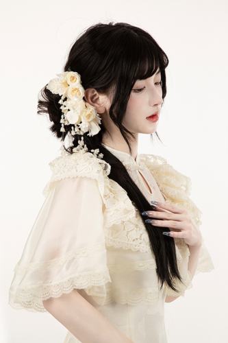 Withpuji Letter and Poetry Qi Lolita Dress Apricot Accessories