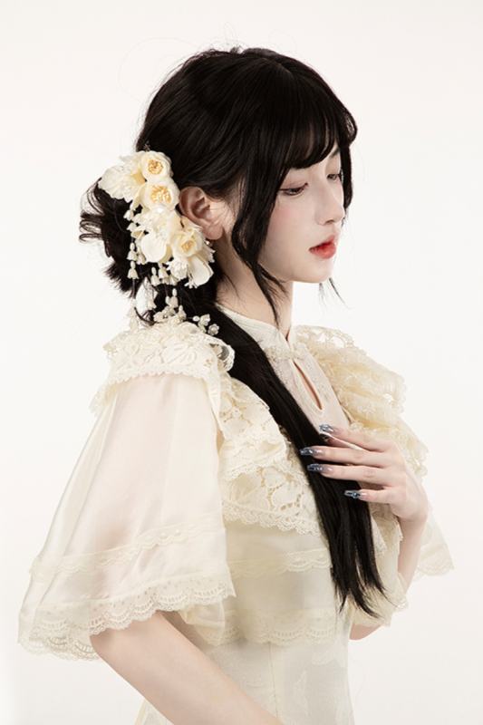 Withpuji Letter and Poetry Qi Lolita Dress Apricot Accessories