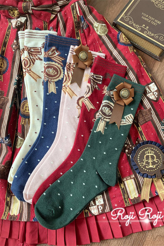 Roji Spring Autumn Uniform Red Lolita Socks